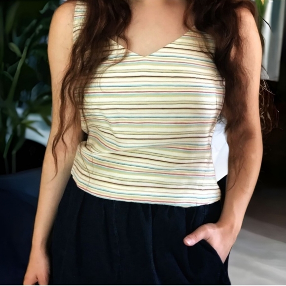 Vtg Linen/Silk Sleeveless Top - Picture 2 of 7